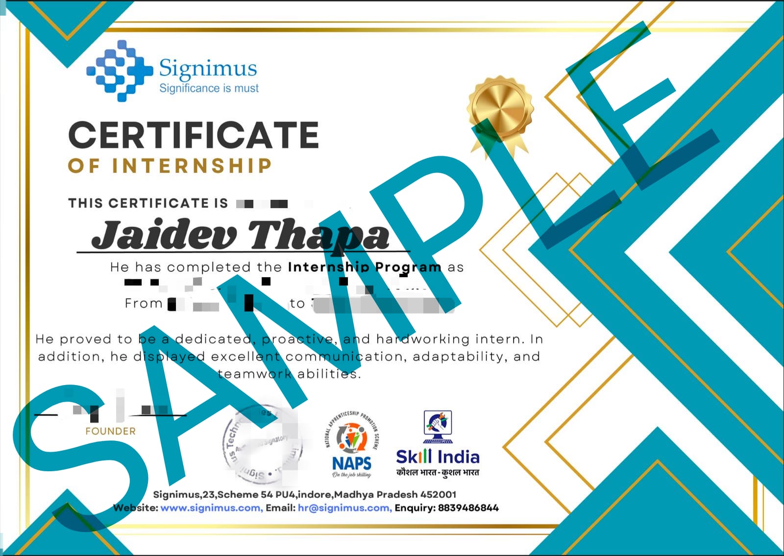 Sample Experience Certificate